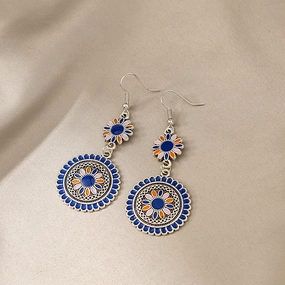Wholesale Alloy Drip Oil Round Sunflower Earrings