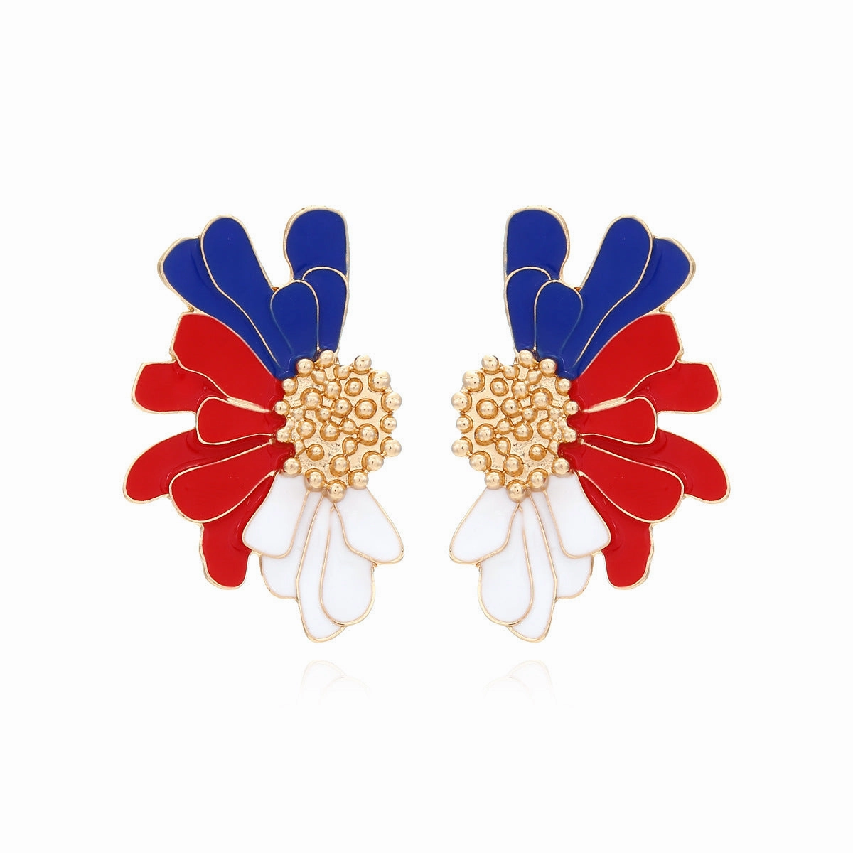 Wholesale Alloy Drops Oil Flowers Independence Day Enamel Leaf Flowers Earrings