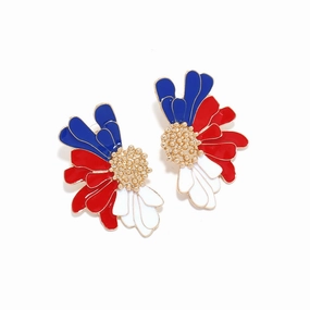 Wholesale Alloy Drops Oil Flowers Independence Day Enamel Leaf Flowers Earrings
