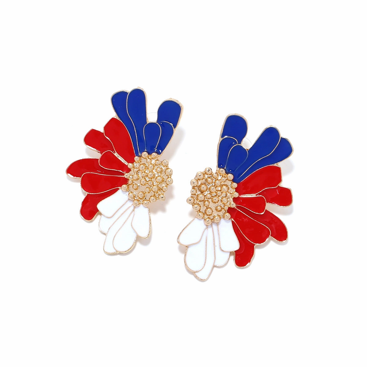 Wholesale Alloy Drops Oil Flowers Independence Day Enamel Leaf Flowers Earrings