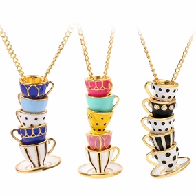 Wholesale Alloy Enamel Teacup Pendant Necklace