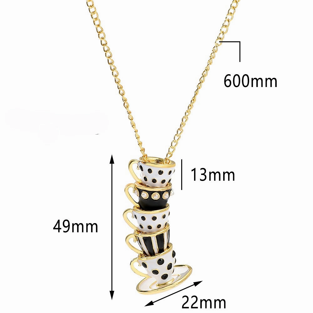 Wholesale Alloy Enamel Teacup Pendant Necklace