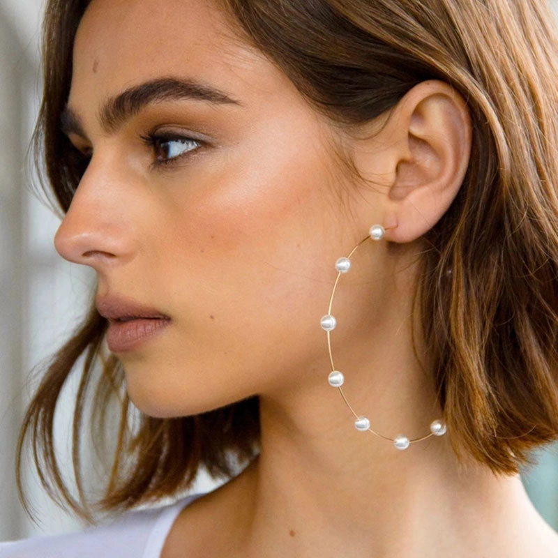 Wholesale Alloy Exaggerated Pearl Earrings