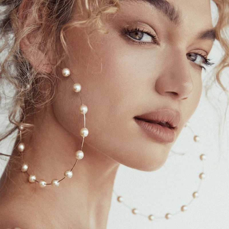 Wholesale Alloy Exaggerated Pearl Earrings