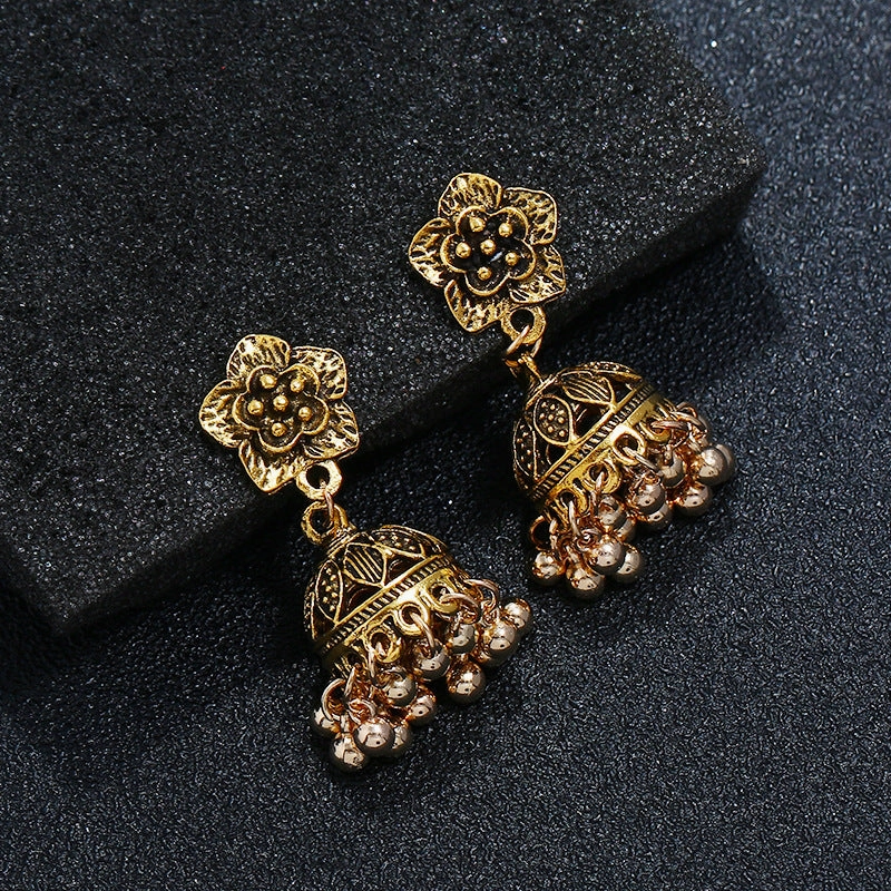 Wholesale Alloy Flower Bell Metal Earrings