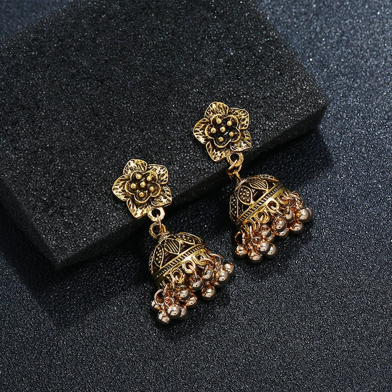 Wholesale Alloy Flower Bell Metal Earrings