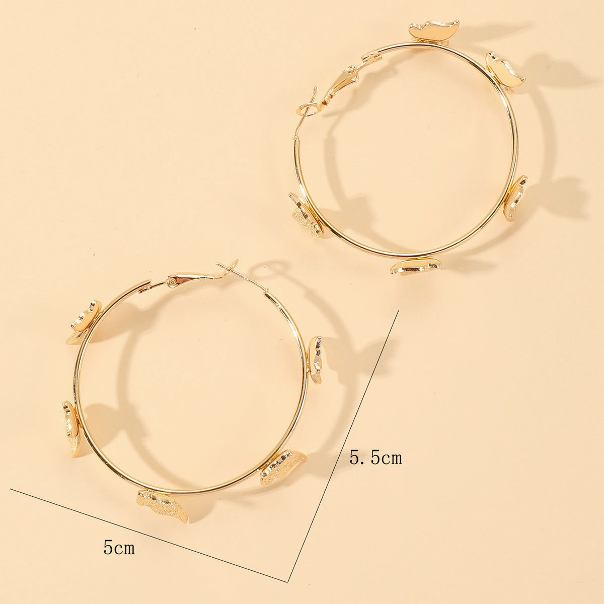Wholesale Alloy Frosted Butterfly Large Earrings