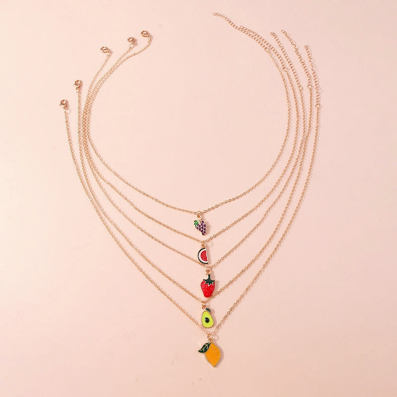Wholesale Alloy Fruit Pendant Necklace