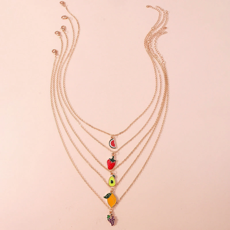 Wholesale Alloy Fruit Pendant Necklace