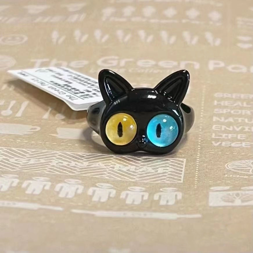 Wholesale Alloy Funny Black Cat Ring