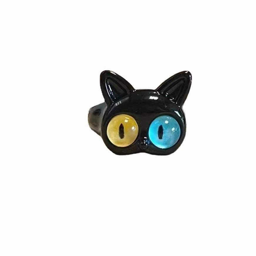Wholesale Alloy Funny Black Cat Ring