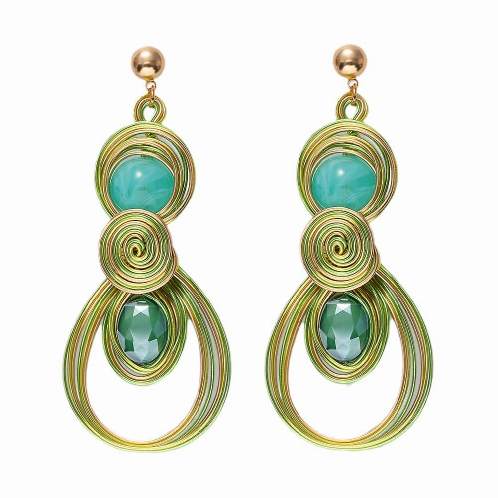 Wholesale Alloy Gemstone Inlaid Hollow Earrings