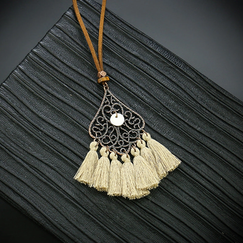 Wholesale Alloy Geometric Necklace Bohemian Tassel Pendant Necklace