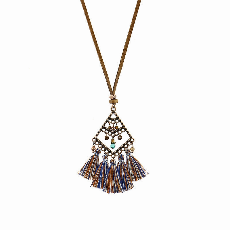 Wholesale Alloy Geometric Necklace Bohemian Tassel Pendant Necklace