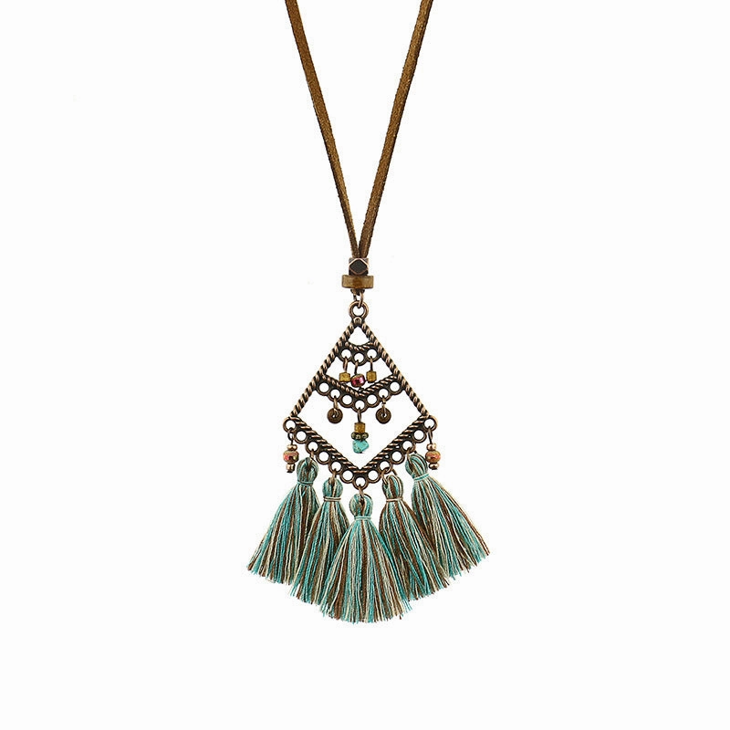 Wholesale Alloy Geometric Necklace Bohemian Tassel Pendant Necklace