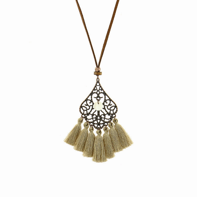Wholesale Alloy Geometric Necklace Bohemian Tassel Pendant Necklace