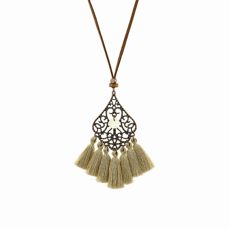 Wholesale Alloy Geometric Necklace Bohemian Tassel Pendant Necklace