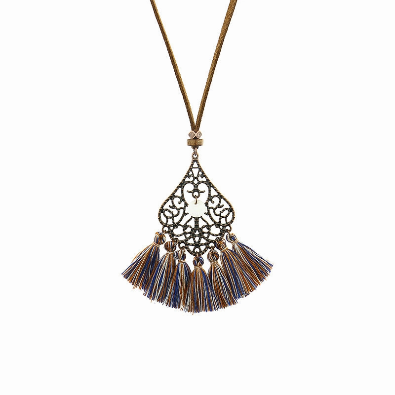 Wholesale Alloy Geometric Necklace Bohemian Tassel Pendant Necklace