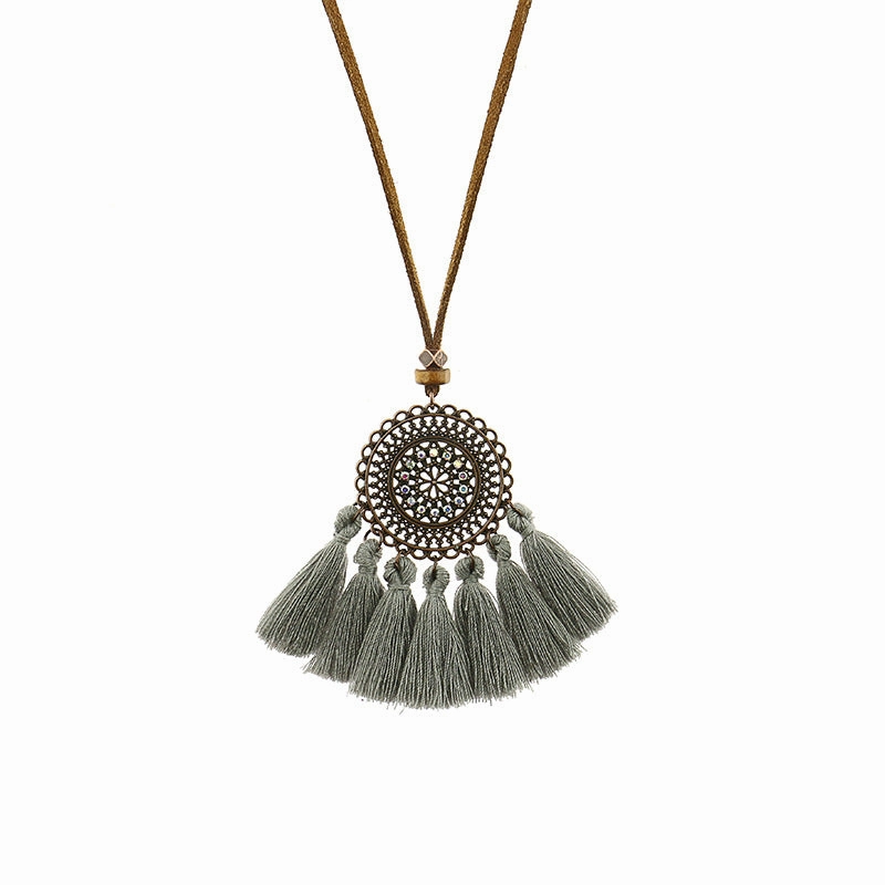 Wholesale Alloy Geometric Necklace Bohemian Tassel Pendant Necklace