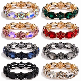 Wholesale Alloy Glass Stone Stretch Cord Bracelet