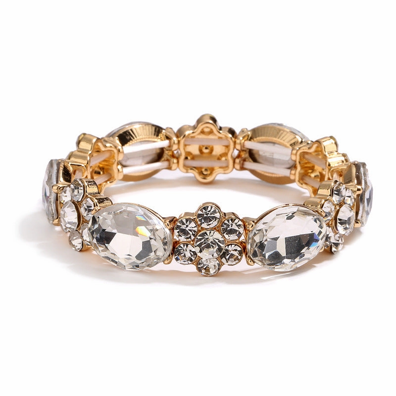 Wholesale Alloy Glass Stone Stretch Cord Bracelet