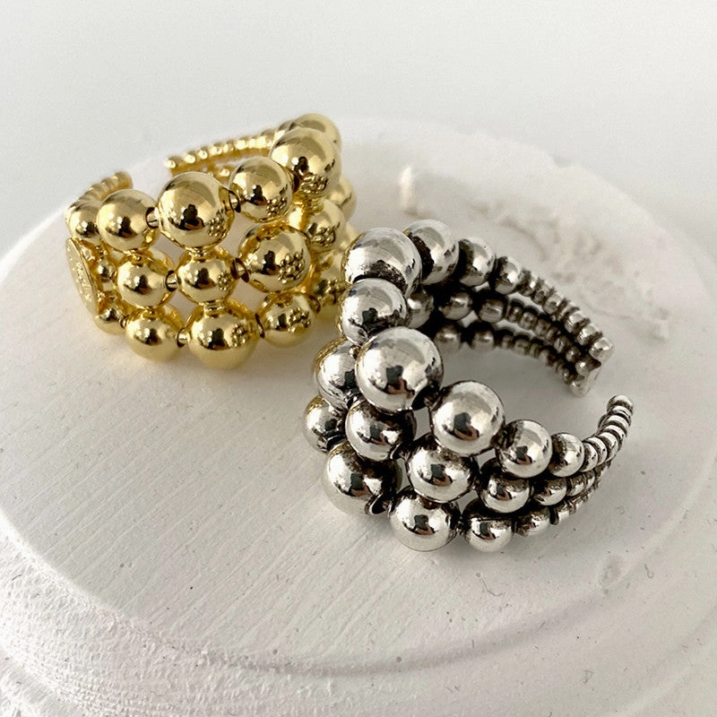 Wholesale Alloy Glossy Ball Gold Silver Open Ring