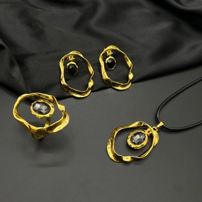 Wholesale Alloy Gold Plated Ring Necklace Set
