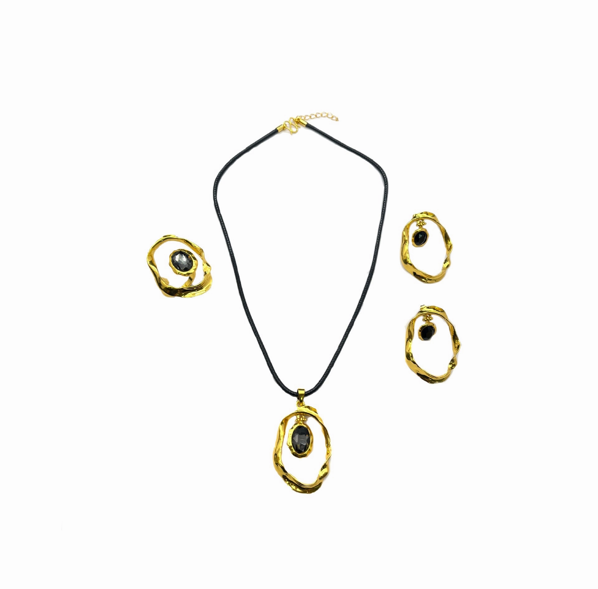 Wholesale Alloy Gold Plated Ring Necklace Set