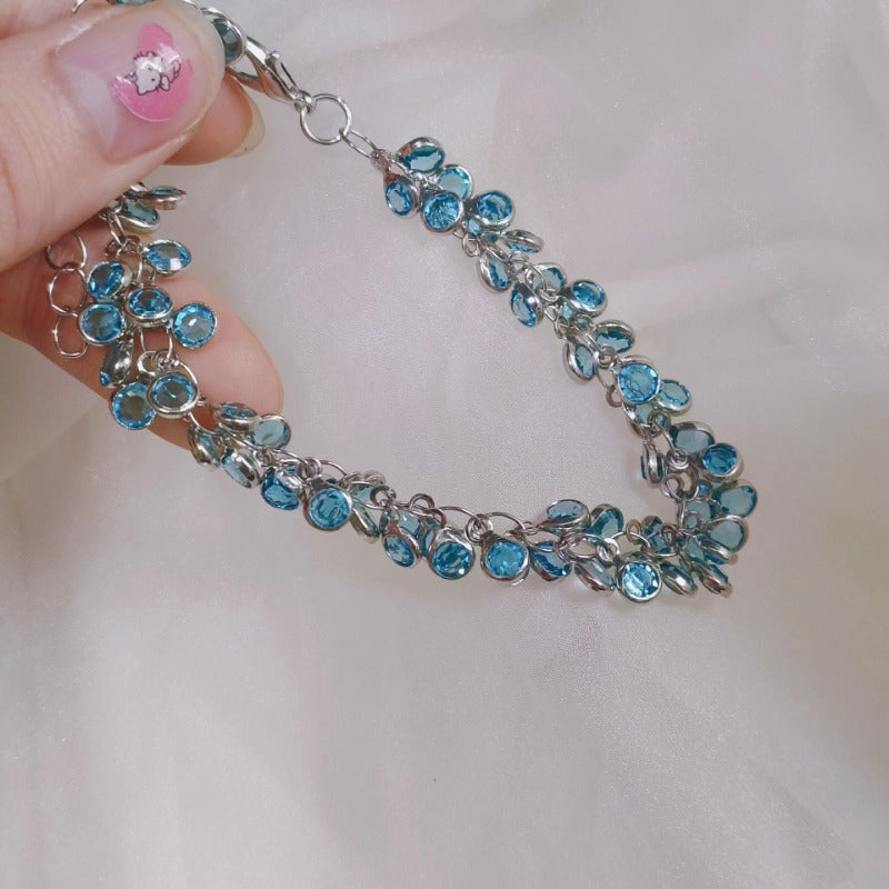 Wholesale Alloy High-grade Temperament Unique Blue Crystal Bracelet