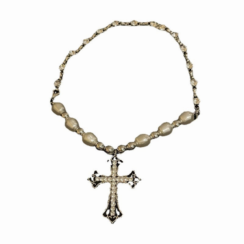 Wholesale Alloy Hollow Diamond Cross Necklace