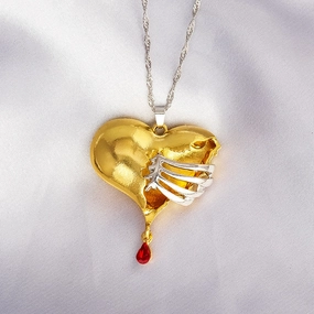 Wholesale Alloy Human Chest Rib Hollow Heart Necklace