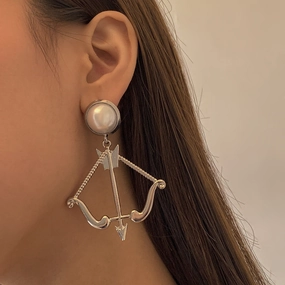 Wholesale Alloy Imitation Pearl Bow and Arrow Geometric Earrings