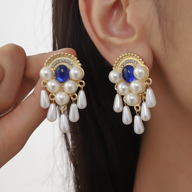 Wholesale Alloy Imitation Pearl Tassel Earrings