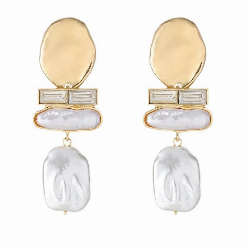 Wholesale Alloy Inlaid Baroque Pearl Earrings