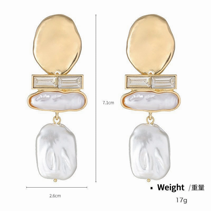 Wholesale Alloy Inlaid Baroque Pearl Earrings