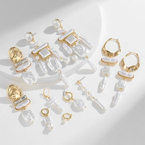 Wholesale Alloy Inlaid Baroque Pearl Earrings