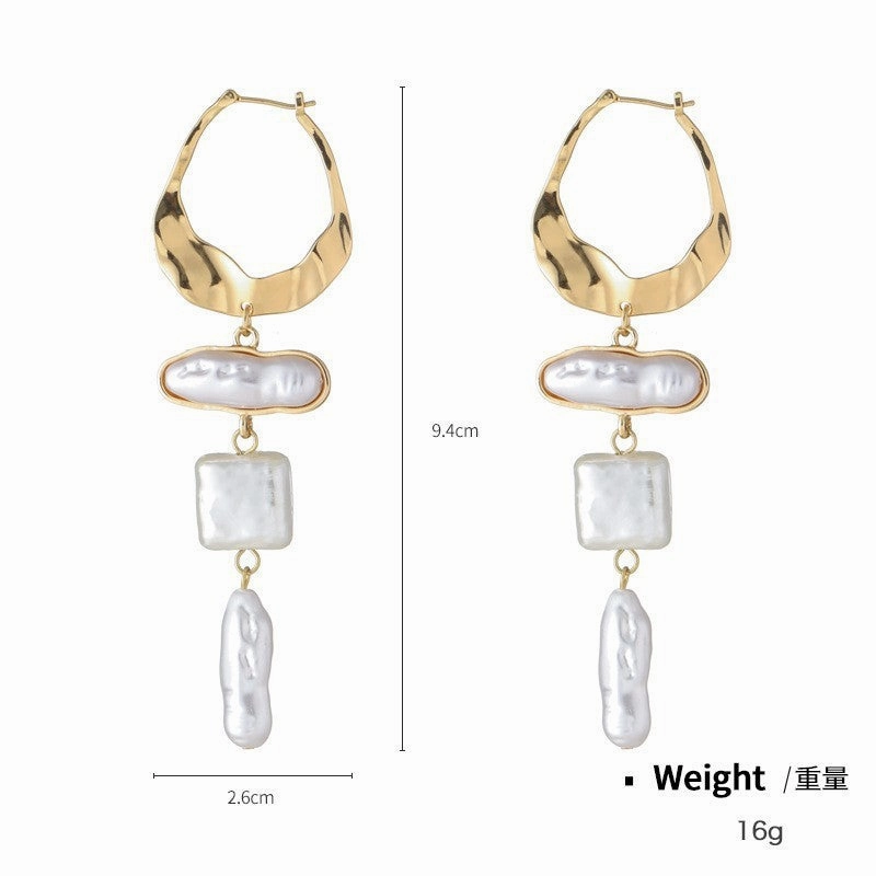 Wholesale Alloy Inlaid Baroque Pearl Earrings