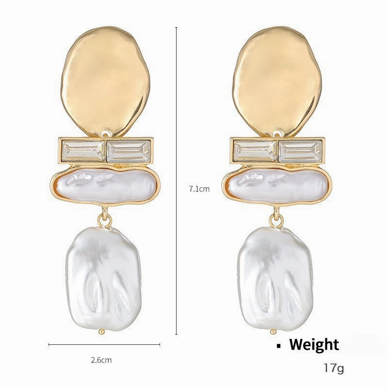 Wholesale Alloy Inlaid Baroque Pearl Earrings