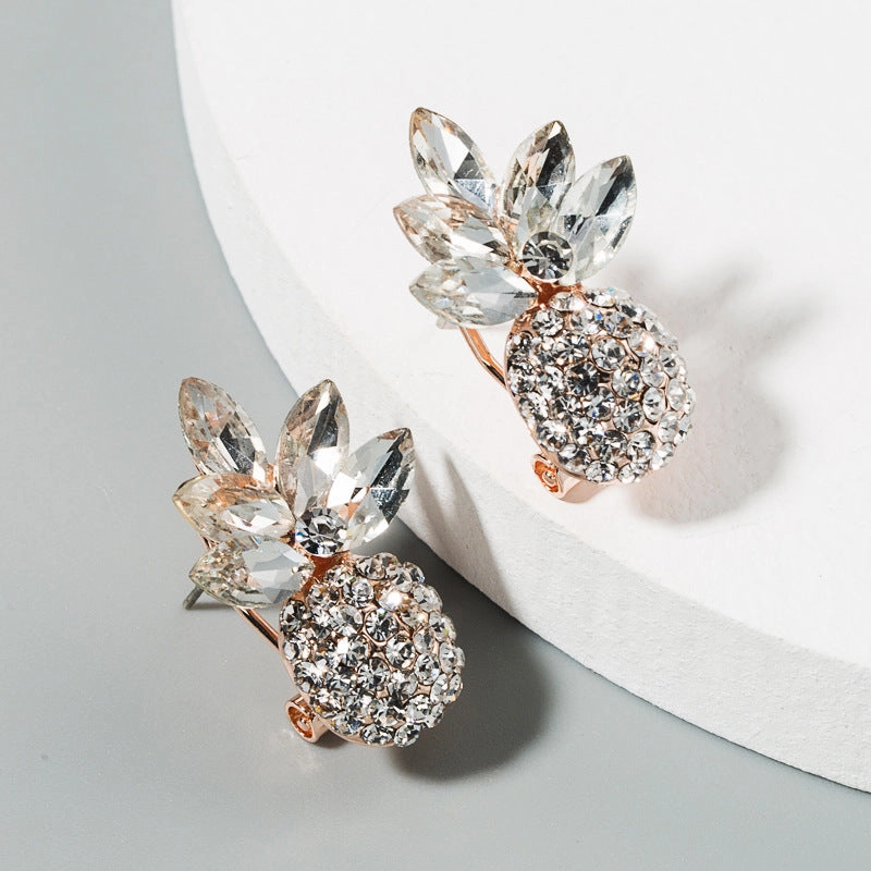 Wholesale Alloy Inlaid Color Rhinestone Pineapple Earrings