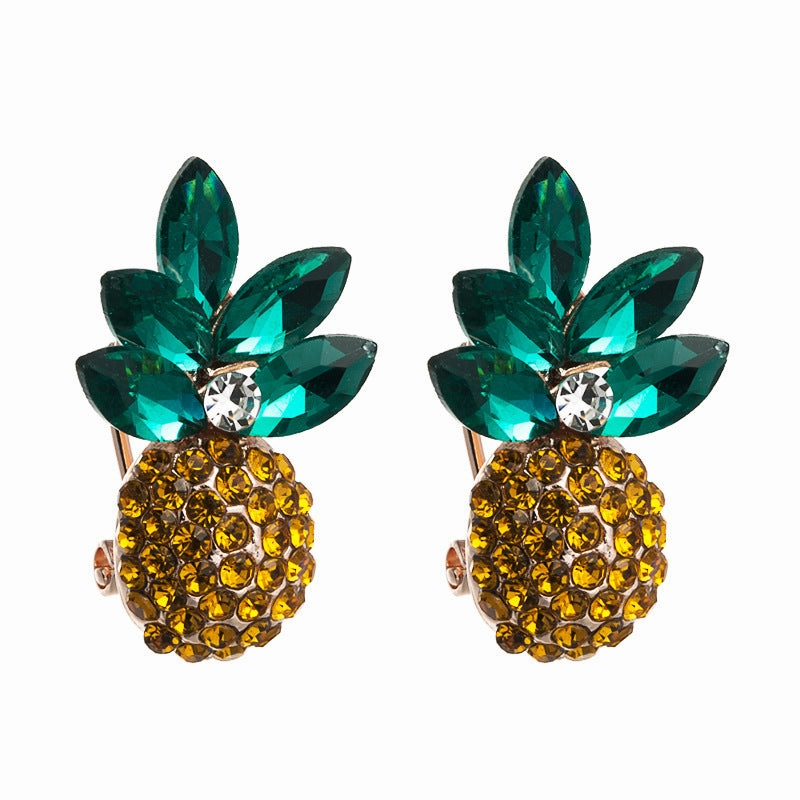 Wholesale Alloy Inlaid Color Rhinestone Pineapple Earrings