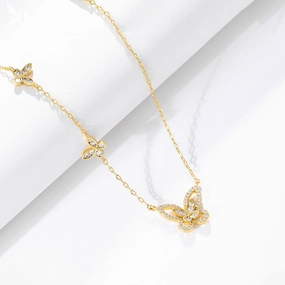 Wholesale Alloy Inlaid Zirconium Butterfly Necklace OLY-NE-XP004