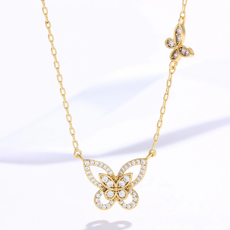 Wholesale Alloy Inlaid Zirconium Butterfly Necklace OLY-NE-XP004