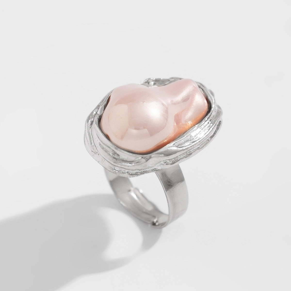 Wholesale Alloy irregular baroque inlaid shaped pearl ring vintage