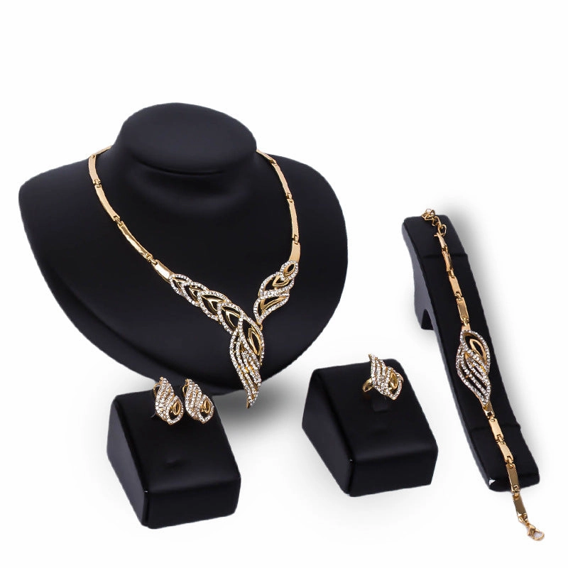 Wholesale Alloy Jewelry Set Necklace Earrings Four Pieces Set