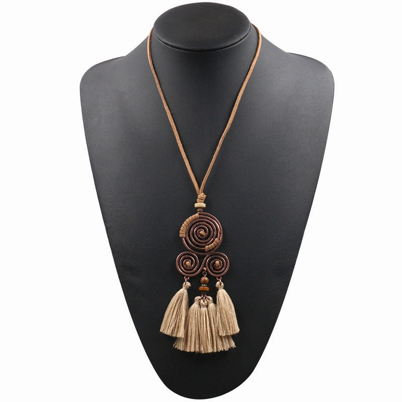 Wholesale Alloy Long Tassel Pendant Necklace