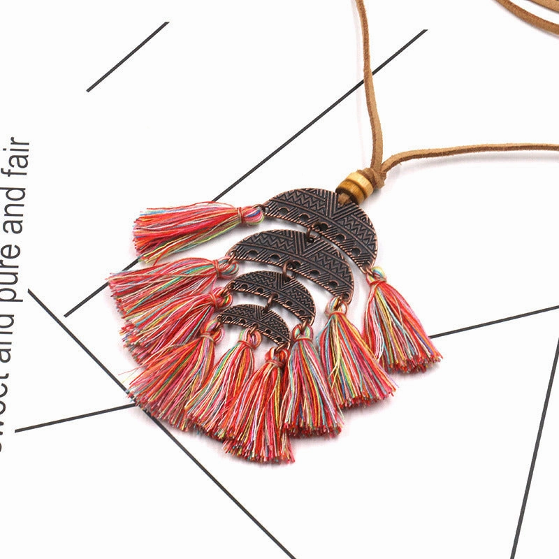 Wholesale Alloy Long Tassel Pendant Necklace