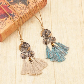 Wholesale Alloy Long Tassel Pendant Necklace