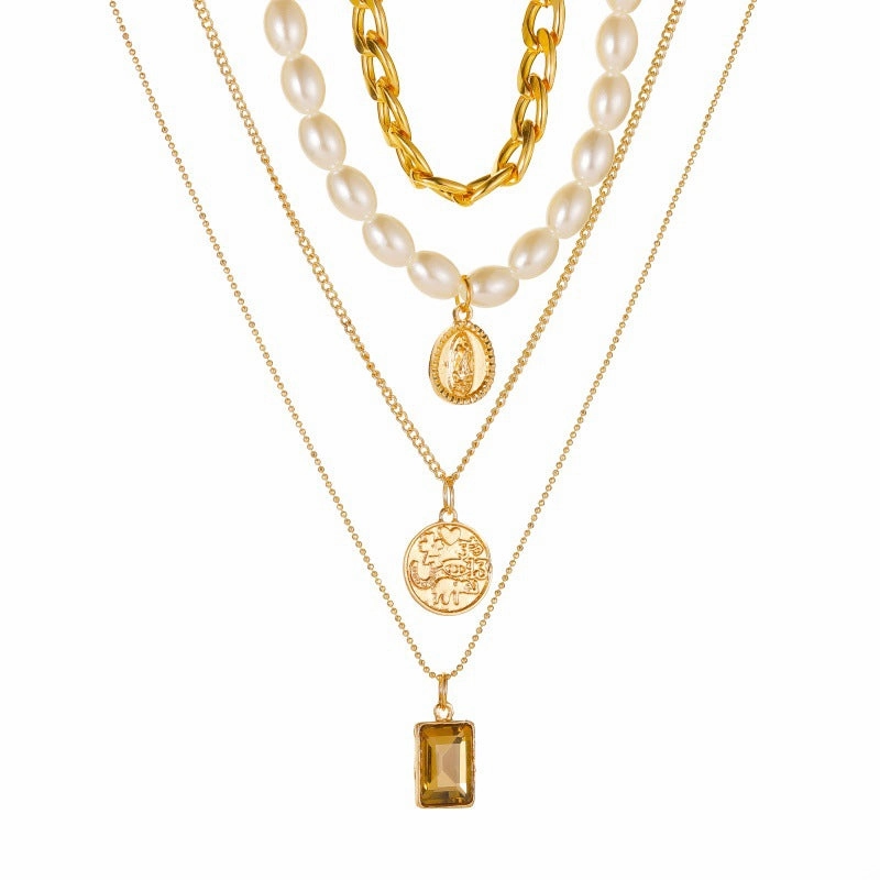 Wholesale Alloy Multi-layer Pearl Necklace