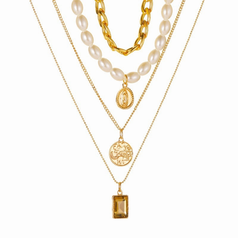 Wholesale Alloy Multi-layer Pearl Necklace
