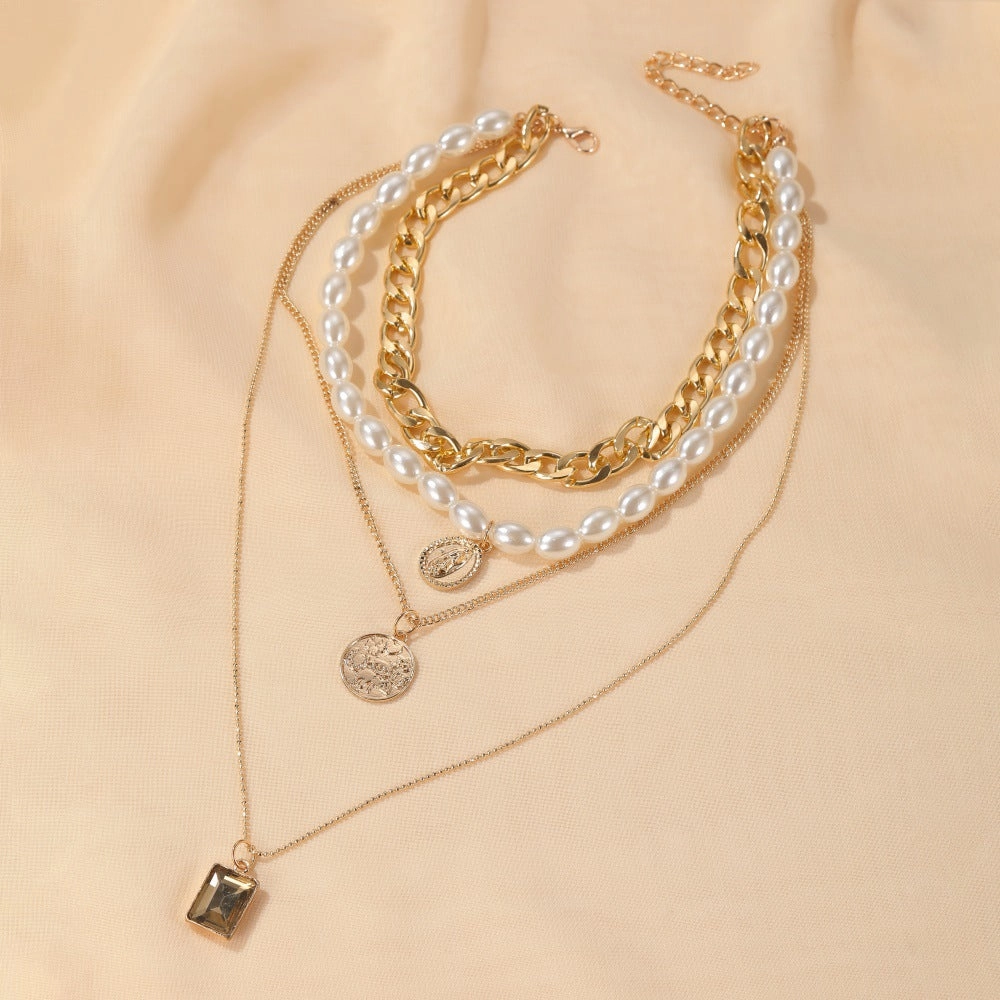 Wholesale Alloy Multi-layer Pearl Necklace